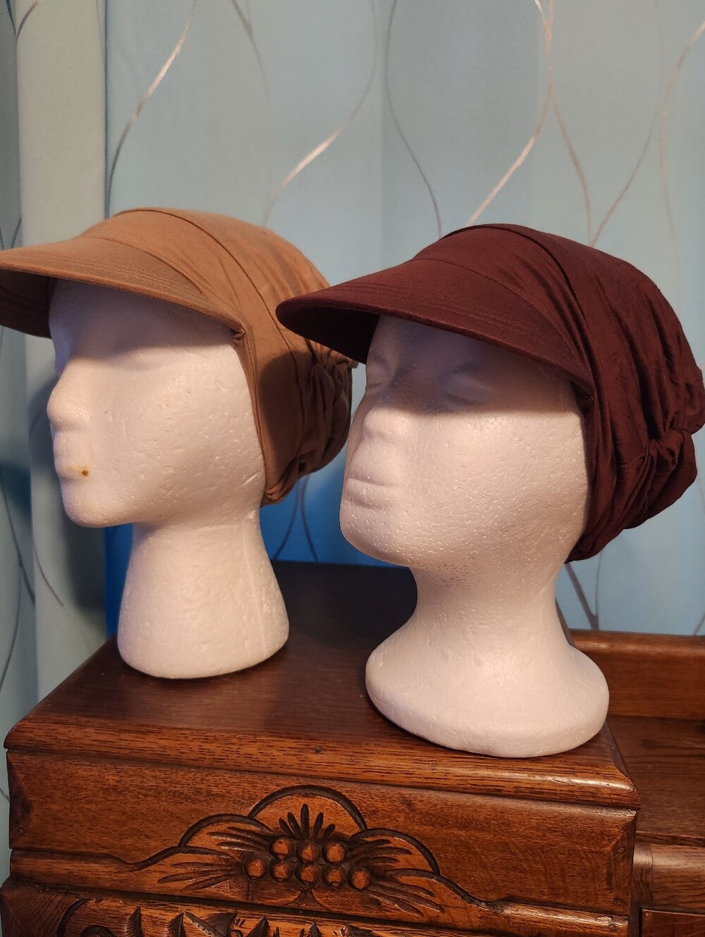 Chemo Breathable Visor Headscarf - Brown & Tan